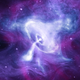 A composite image from observations of the Crab Pulsar.